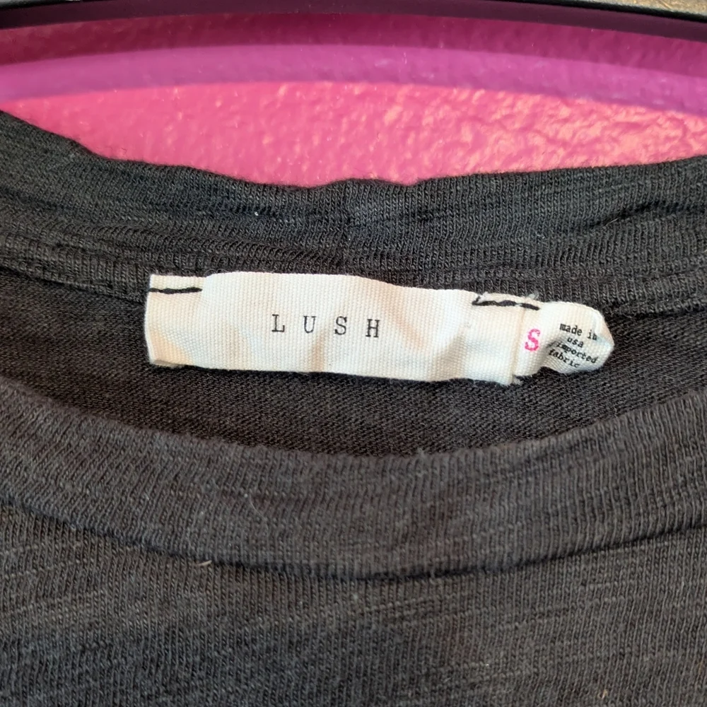 LUSH Black Crop Shirt with Pom Pom's Small - Picture 3 of 4